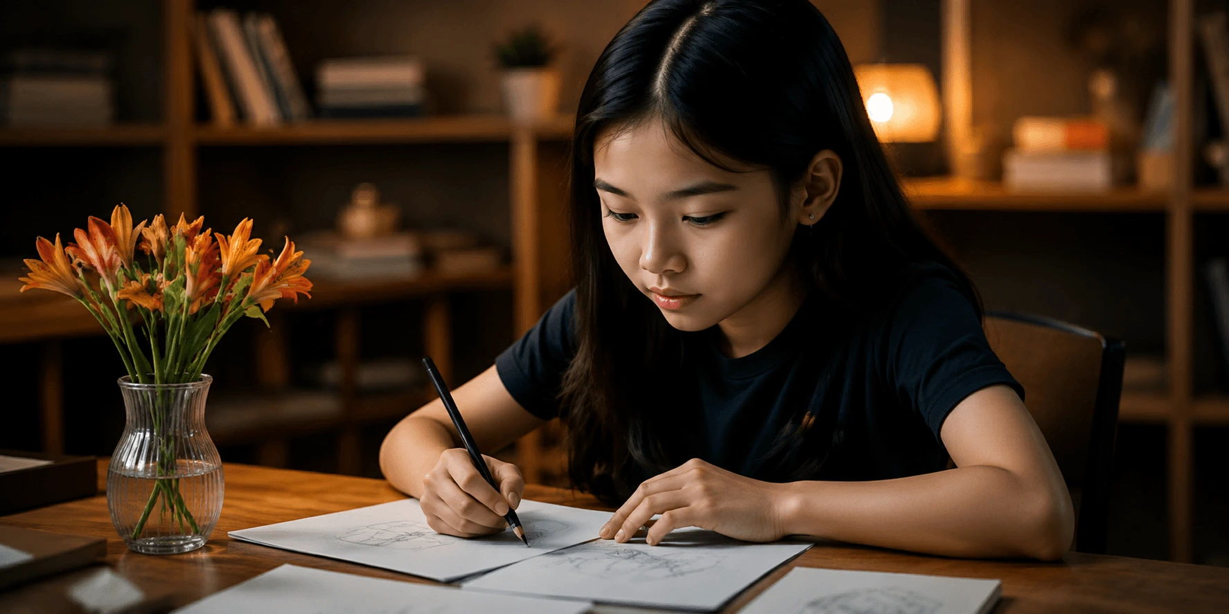 Anak membuat karya desain visual